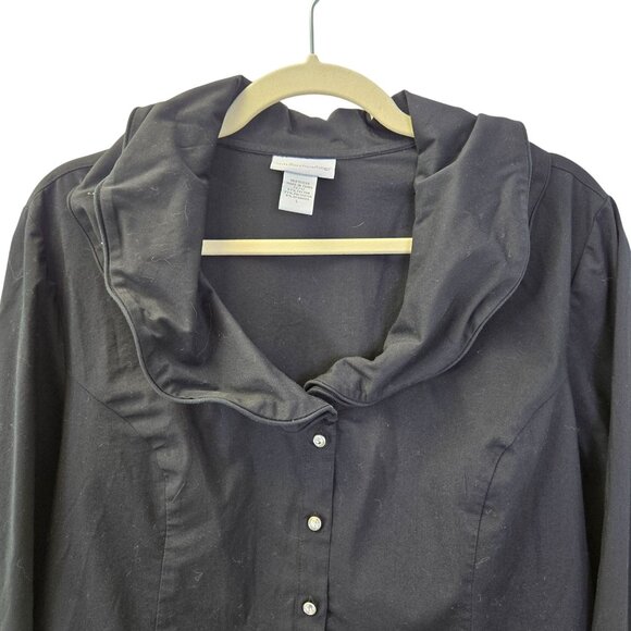 Soft Surroundings Structured Layer Collar Button Down Blouse Size Large - Picture 4 of 6